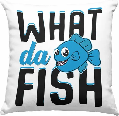 Produktbild von Trendation - Angler Fischer Deko-Kissen mit Füllung 40x40 Geschenk Raubfische Hobbyangler Hecht Forelle Barsch Angeln  Deko-Kissen mit Füllung 40x40 Zubehör What Da Fisch (Grau)