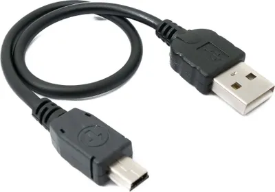 Produktbild von SYSTEM-S USB 2.0 Kabel 25 cm Mini B Stecker zu Typ A Stecker in Schwarz