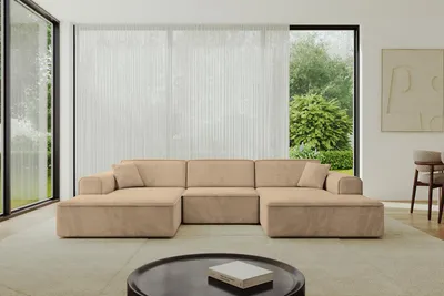 Produktbild von ALTDECOR Ecksofa in U-Form IREA-U1-v3 301x165x77 cm Beige Corner Sofa Bett Eckcouch Couch L-Form Wohnlandschaft Cauchsofa