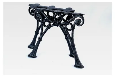 Produktbild von Gusseiserne Bankfüße Schwarz, 2 Stück, ohne Rückenlehne - 46 x 37,5 x 39 cm, für 3 Holzbankbretter - geeignet für Gartenbänke, Seitenteil