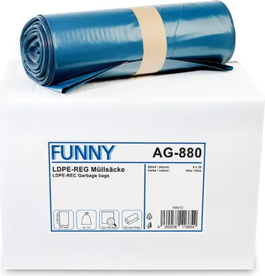 Produktbild von Funny 200 Stück 70 Liter Müllsäcke in blau | LDPE-Reg. "extra"