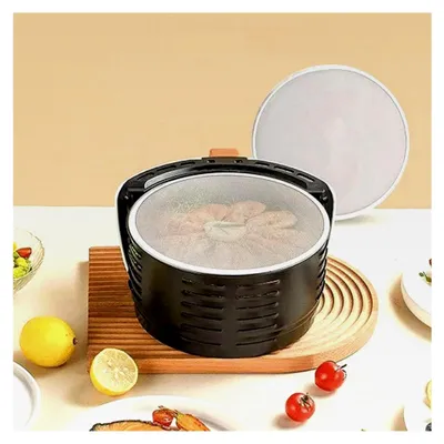 Produktbild von Ölspritzschutz aus Edelstahl 19 cm für Heißluftfritteusen und Pfannen, Spritzschutzdeckel mit feinem Sieb für Herd und Grillplatten