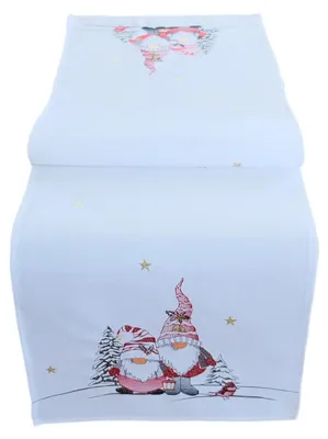 Image de Linge de table broderie lutin nappe chemin de table Noël 40 x 140 cm