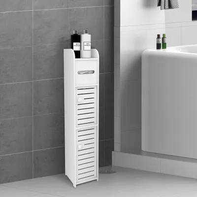 Produktbild von Badschrank Badregal Toilettenschrank Badezimmer Toilette Möbel Schrank 17x15x78cm Weiß