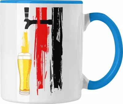 Produktbild von Trendation - Bier Geschenke für Männer Tasse mit Deutschlandflagge und Bier Grafik (Blau)