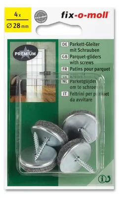 Obrázok produktu pre Parketové klzáky so skrutkou 28 mm 4 kusy