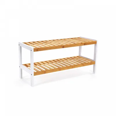 Obrázek produktu pro Songmics Botník 2 police, bílý, bambus 70 x 26 x 33 cm