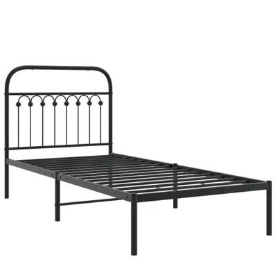 Produktbild von Bettgestell mit Kopfteil Metall Schwarz 90x200 cm