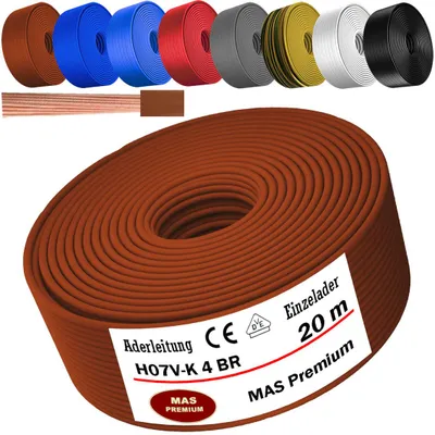 Produktbild von 20m Aderleitung H07 V-K BR 1x4 mm² Braun Einzelader flexibel