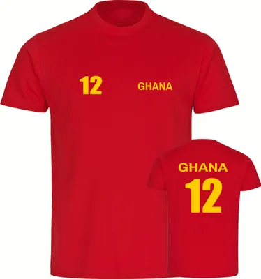 Produktbild von multifanshop Herren T-Shirt - Ghana - Trikot Nummer 12, rot, Größe 3XL