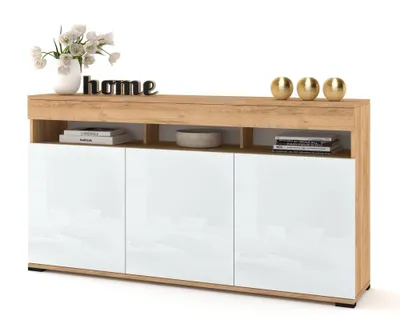Produktbild von Große Kommode Fernsehschrank LUNA 3D Golden Craft Eiche/Weiß Hochglanz 160cm
