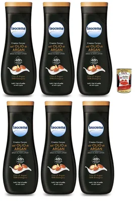 Produktbild von Leocrema, Crema Corpo Arganöl, Reichhaltig und samtig, feuchtigkeitsspendende Körpercreme, body cream, 6x 400ml + Italian Gourmet polpa 400g