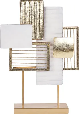Produktbild von BELIANI Dekofigur Gold u. Weiß Metall 44 cm Hoch mit Geometrischen Formen Modernes Design Antik-Optik Wohnzimmer Schlafzimmer Esszimmer Dekoration