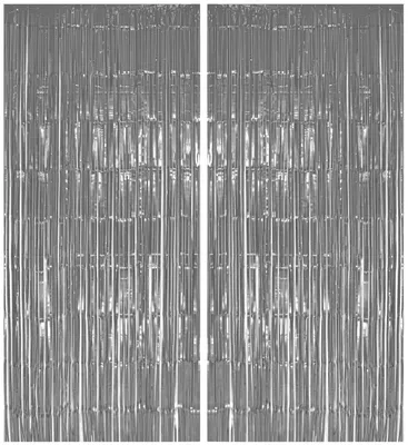 Produktbild von 2x Lametta Vorhang - silber - 91x244 cm