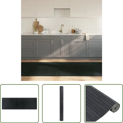 Produktbild von The Living Store Teppich Rechteckig Grau 100x300 cm Bambus