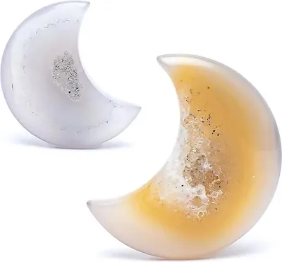 Zdjęcie produktu dla Agat w kształcie księżyca z krystalizacją - opakowanie 2 szt. - 4 cm