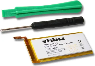 Produktbild von vhbw Akku kompatibel mit Apple iPod A1320, Nano 5 MP3-Player Musik Player (400 mAh, 3,7 V, Li-Polymer)