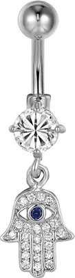 Produktbild von Karisma Edelstahl Bauchnabelpiercing Fatima Hand Auge Banana Zirkonia - HB144 - Silber