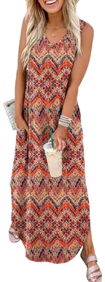 Produktbild von Maxi Sommerkleid mit Blumenmuster und Taschen