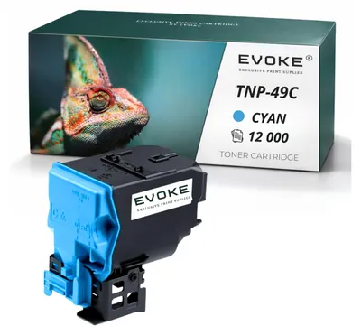 Image de Cartouche de toner compatible Evoke pour l'imprimante Konica Minolta TNP-49C A95W450 TNP49, cyan, rendement de 12 000 pages, compatible avec les modèles Bizhub C3351, C3851, C3851FS, Image générée par une IA