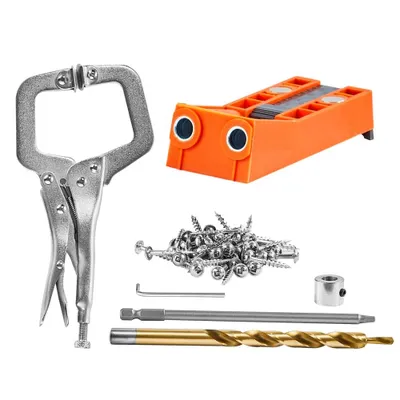 Produktbild von 50-teiliges Pocket Hole Jig Kit - Doppeltaschenloch mit Vierkantantriebsbit & C-Klemmen - Dübelhilfe Bohrlehre - Bohren von Taschenlöchern und Schräglöchern - Bohrhilfe für Holzbearbeitung