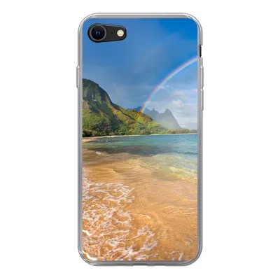 Produktbild von MuchoWow® Handyhülle Schutzhülle Hülle für iPhone 7 Ein schöner Regenbogen am Tunnels Beach in Hawaii Silikon Softcase Handy Hülle - Kartenhalter