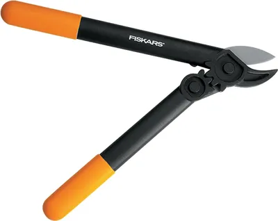 A pair of Fiskars bypass loppers on a white background.