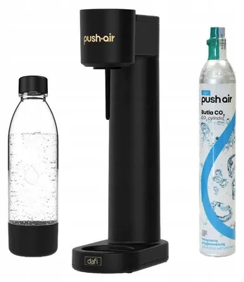 Produktbild von Dafi PushAir Kartuschensprudler mit CO2-Kartusche + 0,7l Flasche Schwarz und Gold