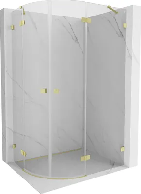 Image de Mexen Lunar cabine de douche semi-circulaire pivotante droite 100 x 90 cm, transparente, or brossé - 833-100P-090L-55-00