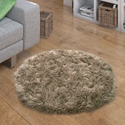 Immagine prodotto di Tappeto in Pelliccia sintetica Cuscino seduta a forma di cuore rotondo Diverse forme, beige Dimensioni Ø 120 cm rotondo