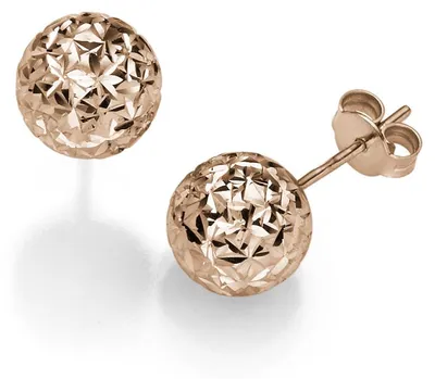 Produktbild von 10mm Kugel Ohrstecker Stecker Ohrschmuck aus 585 Gold Rotgold diamantiert