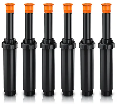 Produktbild von Brandson Versenkregner, Sprühregner, 6er Set, Rasensprinkler versenkbar, Gartensprinkler, bis 25 m², 10 cm lang, Rasensprenger, Gartenbewässerung, einstellbarer Sprühkopf