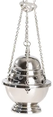 Produktbild von NKlaus Weihrauchfass, 14,5cm hoch, Kette 60cm, Messing vernickelt