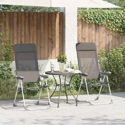 Produktbild von vidaXL Klappbare Campingstühle 2 Stk. Grau Aluminium