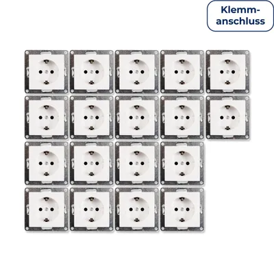 Produktbild von 18x Schutzkontakt-Steckdose McPower "Flair", 250V/16A, UP, Klemmanschluss, weiß, matt