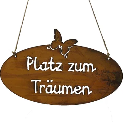 Produktbild von Schild Spruchtafel rostiges Gartenschild Edelrost Rost zum hängen Gartendeko Platz zum Träumen Oval