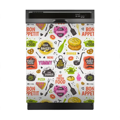 Produktbild von Aufkleber sticker 60x70 cm Dekorative folie Spülmaschine - Doodle Lebensmittel Muster