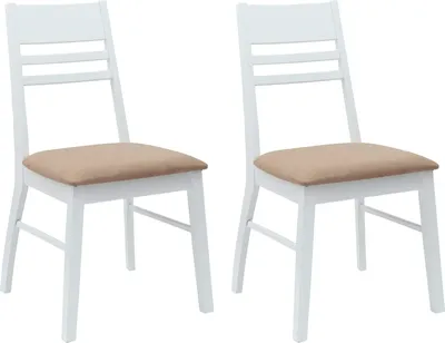 Image de vidaXL Chaise de salle à manger 2 pcs Blanc 43 x 54 x 89 cm Bois massif de caoutchouc