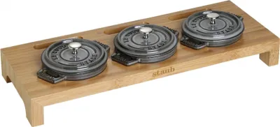 Produktbild von Staub Guss Servierbrett für 3 Mini-Cocottes Bambus 42 cm x 16 cm