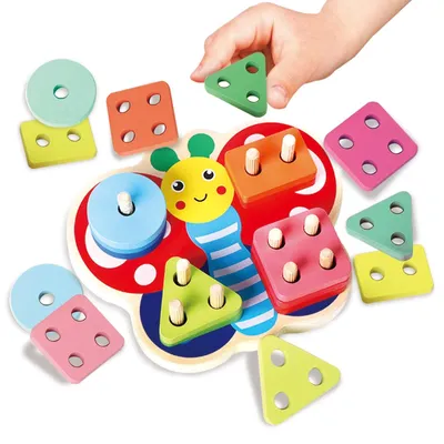 Productafbeelding van Omgoods - Montessori Speelgoed voor Kinderen vanaf 1 Jaar - Houten Sorteren en Stapelen