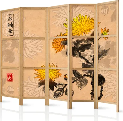 Zdjęcie produktu dla Parawan japoński Orient 225x172 cm 5-częściowy wielokolorowy