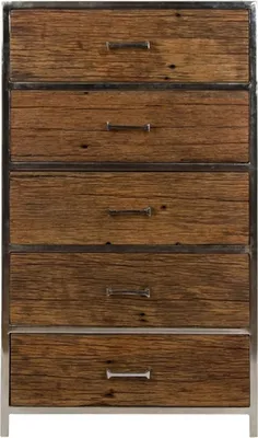 Produktbild von Casa Padrino Luxus Kommode mit 5 Schubladen Braun / Silber 60 x 40 x H. 110 cm - Luxus Möbel