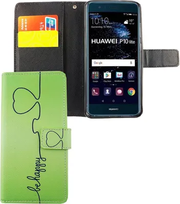Produktbild von Handyhülle Tasche für Case Handy Huawei P10 Lite Be Happy Grün