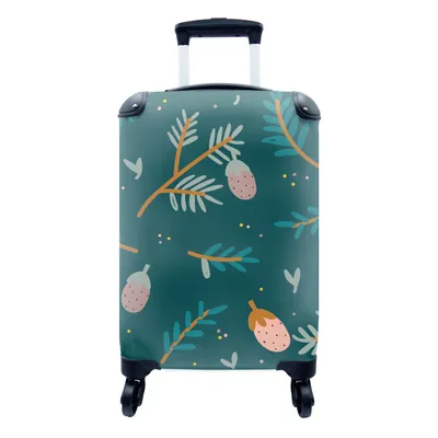 Produktbild von MuchoWow® Koffer Handgepäck Trolley Rollkoffer Kleine Reisekoffer mit 4 Rollen - Muster - Grün - Erdbeere - Cabin Size < 55x40x23 cm & 55x40x20 cm - Fotokoffer - Kabinenkoffer - Boardgepäck - Reise-Box - Reisekoffer - Reisegepäck - Koffer mit Bild - Trolley für Kinder