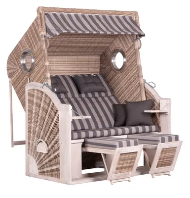 Produktbild von Strandkorb deVries PURE® Cliff XXL SUN PE white kubu Dessin 481