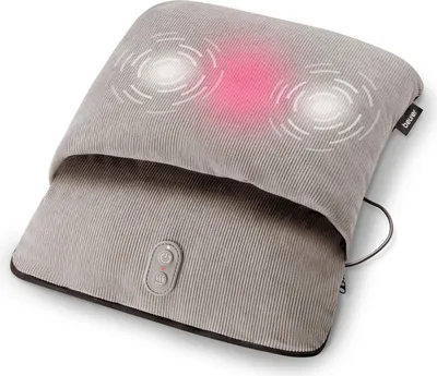 A gray foot massager with heating elements and massage nodes is shown on a white background.
