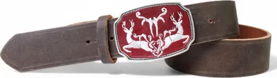 Produktbild von FRONHOFER hochwertiger Trachtengürtel Hirsch Gürtelschnalle bestickt, echt Leder, 4 cm