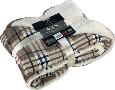 Obrázok produktu pre Prikrývka, hrubá obojstranná deka sherpa, ovčia koža 150x200 Béžová, károvaný vzor