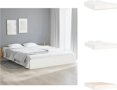 Produktbild von vidaXL Massivholzbett Weiß 150x200 cm -  Betten & Bettgestelle