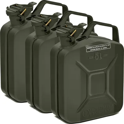 Produktbild von Oxid7® by BW Kraftstoffkanister Metall Benzinkanister 3x 5 Liter - Bronzegrün RAL 6031-F9 - UN-Zulassung - Hergestellt in Europa
